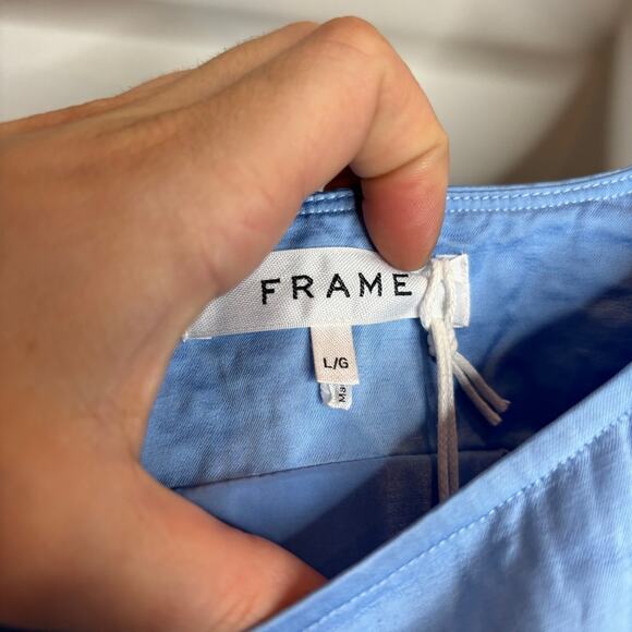 NWT Frame Scoop Neck Micro Flare Dress in Blue - Picture 4 of 13